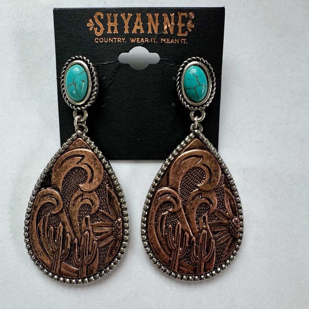 Shyanne Blue And Brown Western Earrings 15$